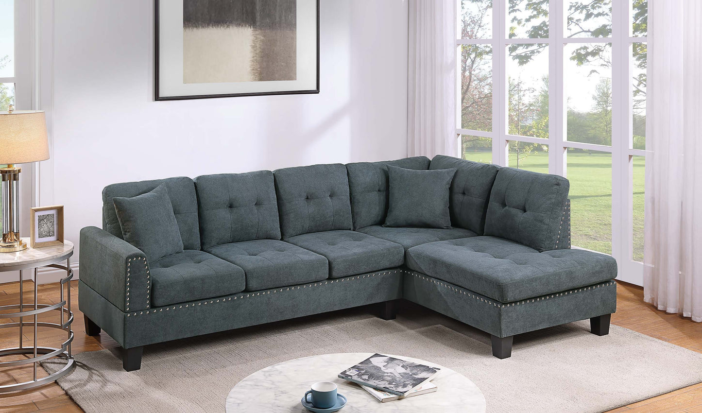 Mushroom 2pc Ash Black Sectional 8885