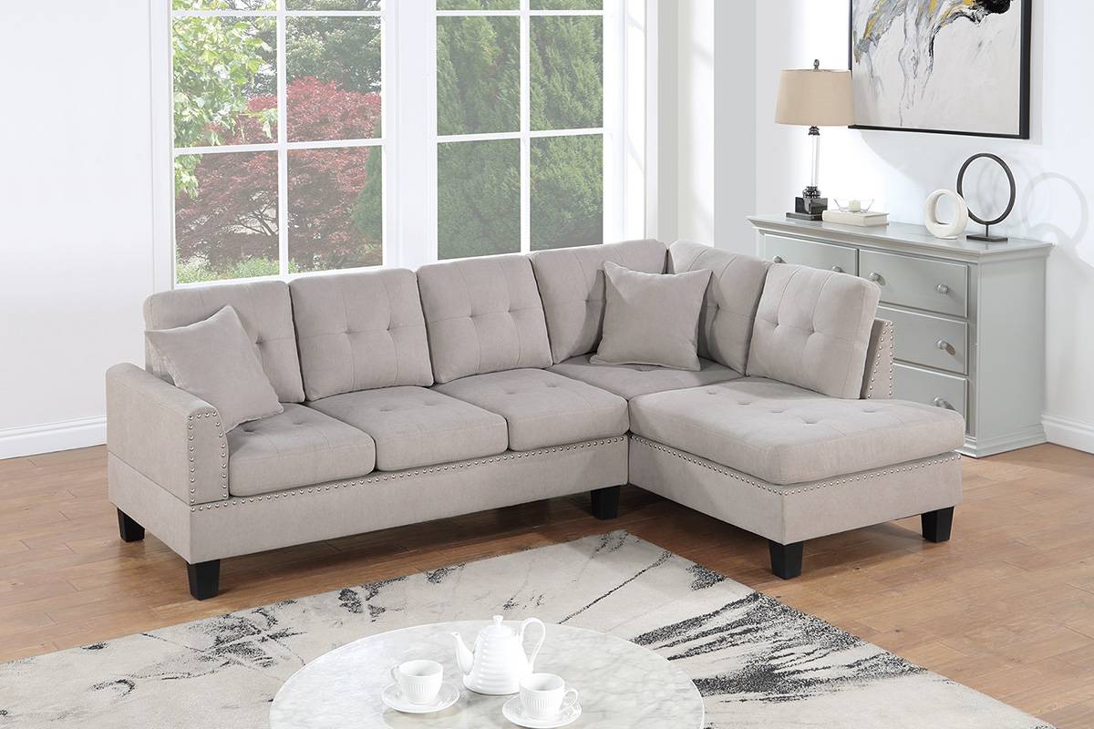 Mushroom 2pc Ash Black Sectional 8885