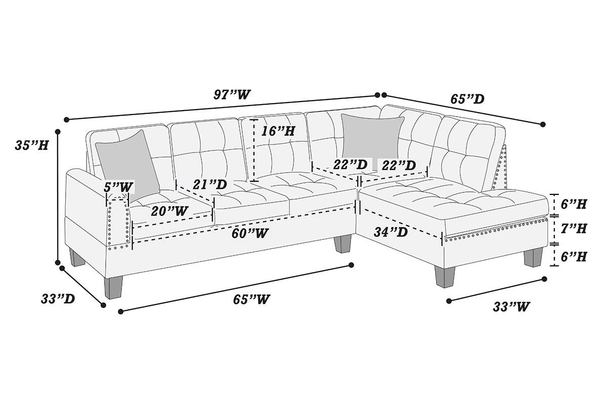Mushroom 2pc Ash Black Sectional 8885
