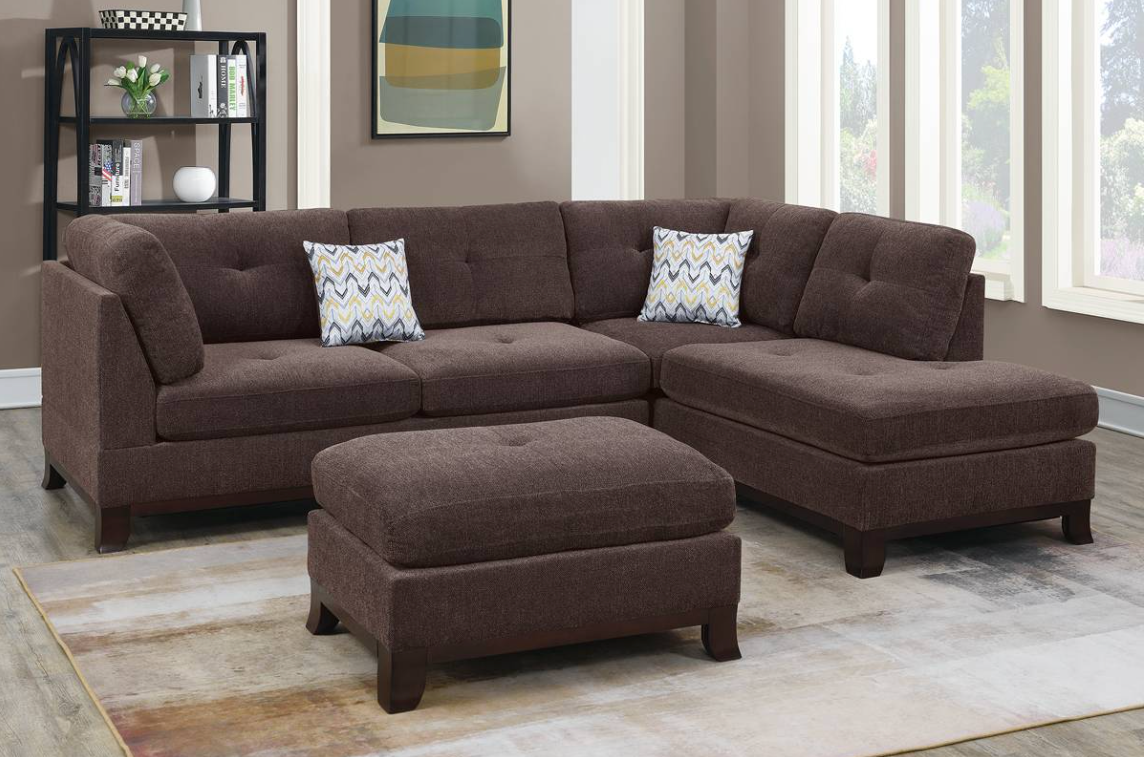 3-PC SECTIONAL W/2 ACCENT PILLOW (OTTOMAN INCLUDED)
