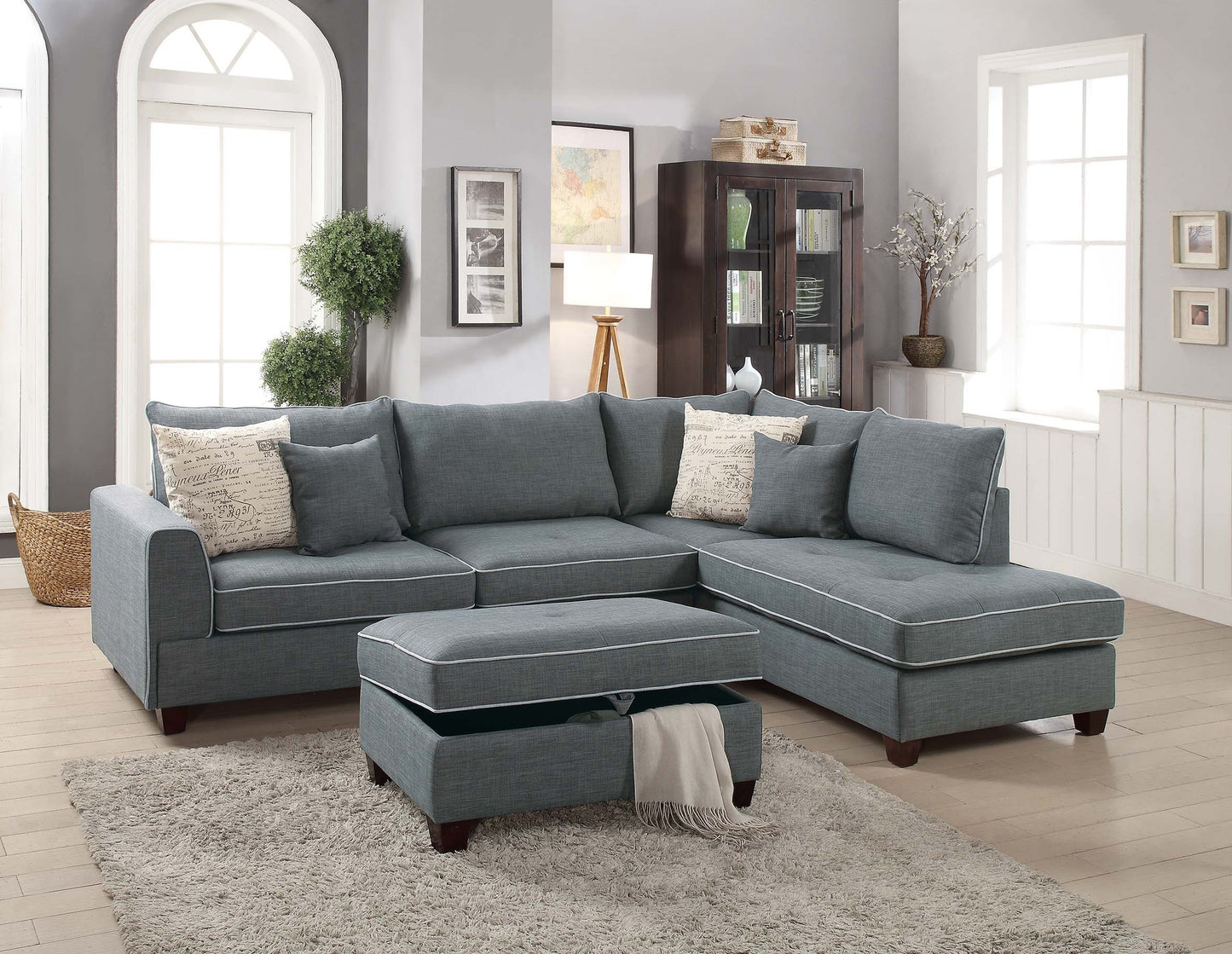 Steel 3-Pcs Sectional Sofa 6542
