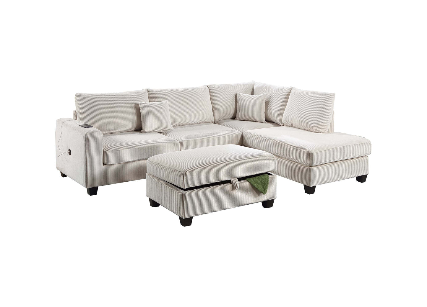 Ivory 3-Piece Sectional Set 8452