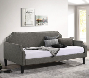 Olivia Upholstered Twin Daybed with Nailhead Trim - Grey