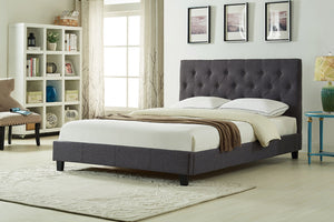 Queen Bed - Dark Grey Linen