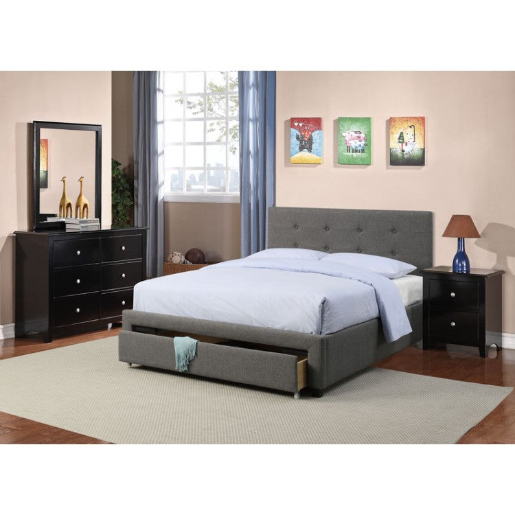 Full Size Tufted Storage Bed - Grey
