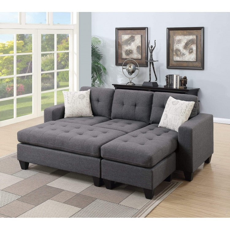 Grey Mini Sectional and Ottoman