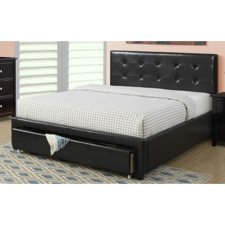 Full Tufted Storage Bed - Black