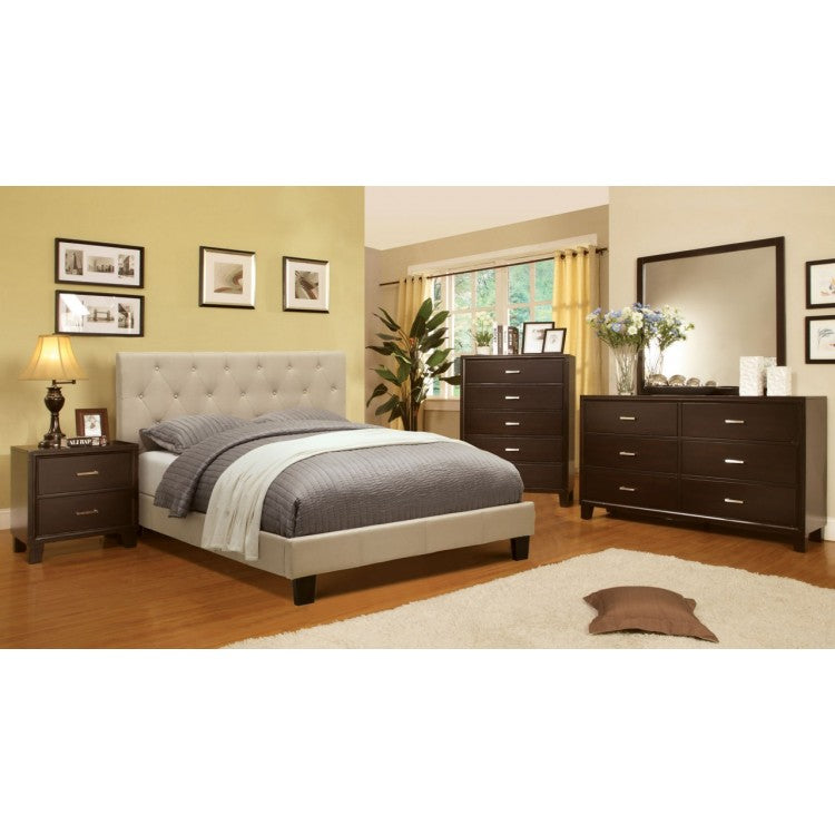 Leeroy Queen Size Platform bed- Ivory