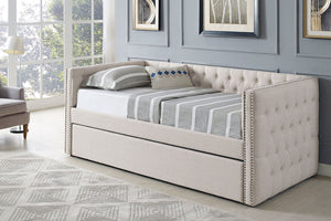 Twin Day Bed & Trundle - Beige Linen