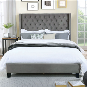 Ryleigh Grey Velvet California King Bed frame