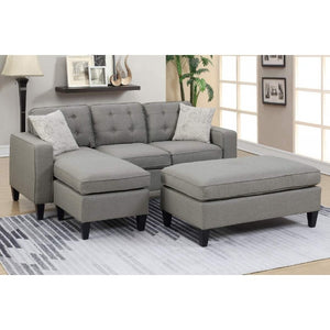 Light Grey Sectional and Ottoman Set