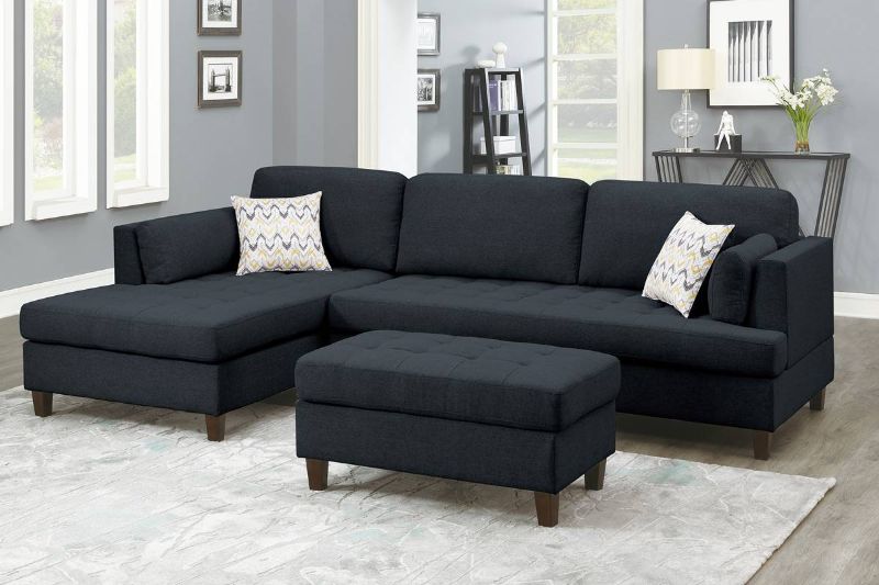 2-Pcs Black Sectional Sofa 8831 - Poundex