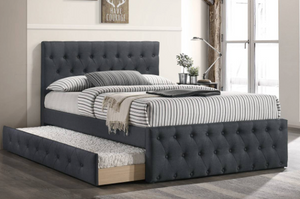 FULL BED W/TRUNDLE-CHARCOAL BURLAP F9518F