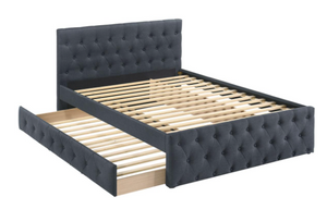 FULL BED W/TRUNDLE-CHARCOAL BURLAP