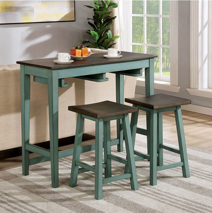ELINOR 3PC BAR TABLE SET - GREEN