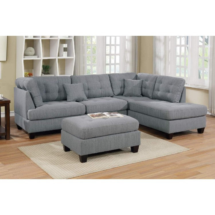 Grey 3-Pcs Sectional Set F6581 - Poundex