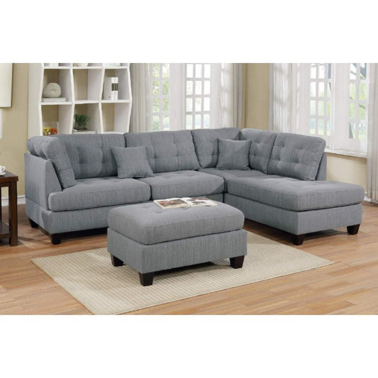 Grey 3-Pcs Sectional Set F6581 - Poundex