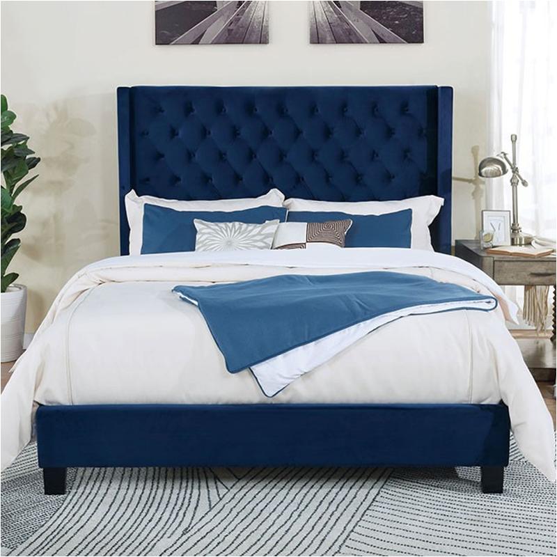 Ryleigh Blue Velvet California King Bed frame