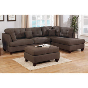 Chocolate 3-Pcs Sectional Set
